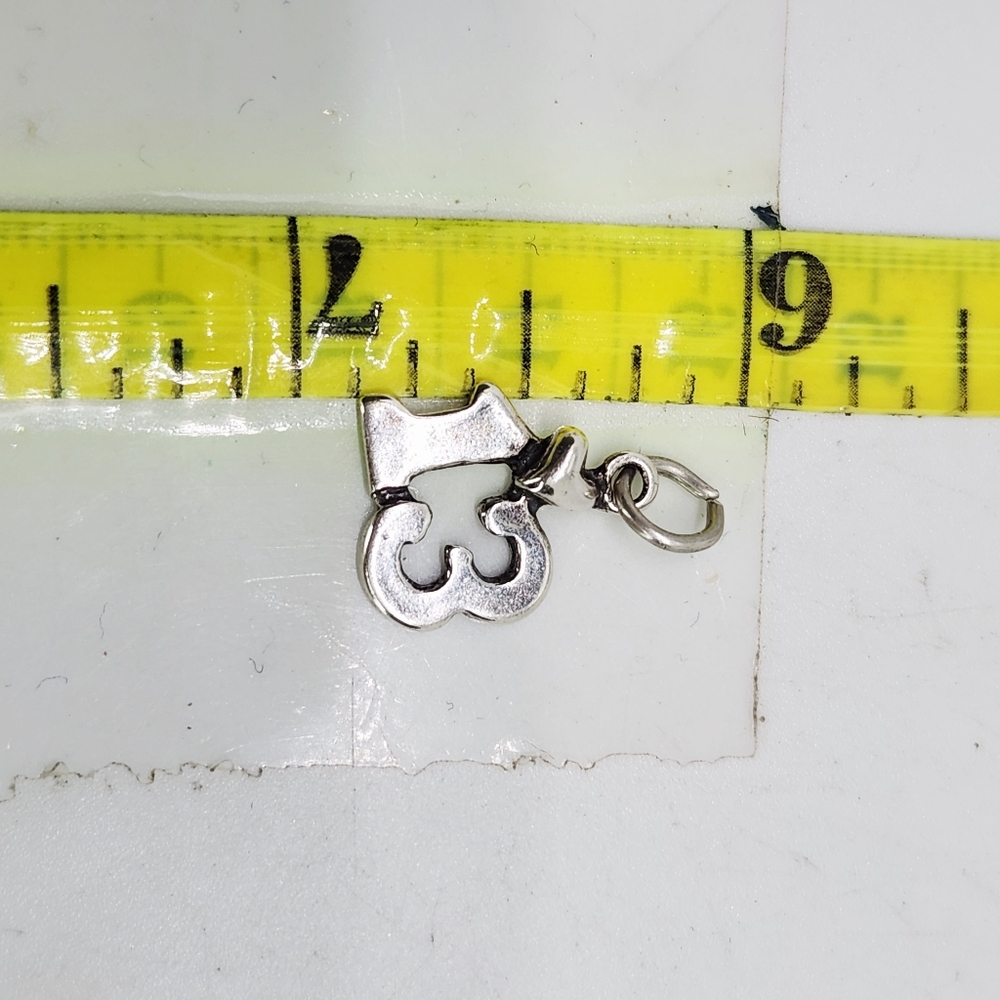 Vintage Number 13 W Heart Sterling Silver Bracelet Charm Or Pendant 1.6g Signed - Picture 5 of 6